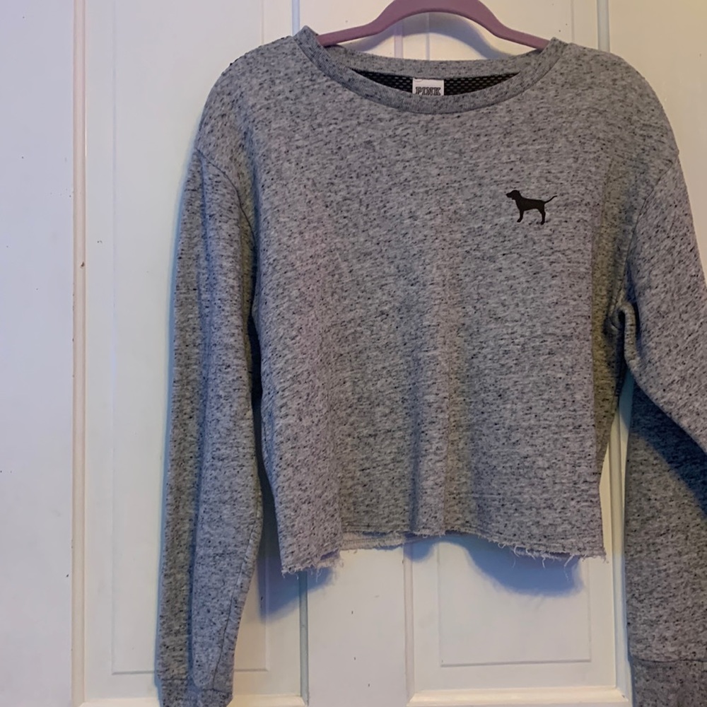 VS PINK SIZE XS GREY AND BLACK CREWNECK